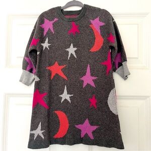 Hatley Kids Sweater Dress - Gray with Red and Purple Stars